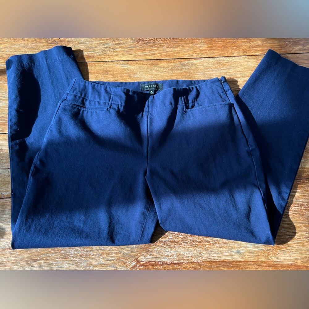 Talbots Heritage pants slacks trousers navy blue side zipper women’s size 8